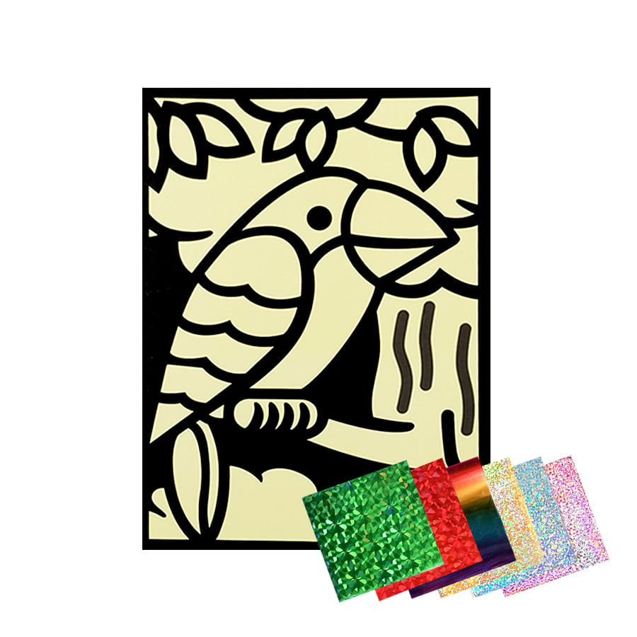노리프렌즈 만들기재료 - 포일아트세트 앵무새 포일지포함 공예품