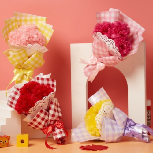 노리프렌즈 만들기재료 - 종이꽃다발 만들기 체크포장지 공예 재료