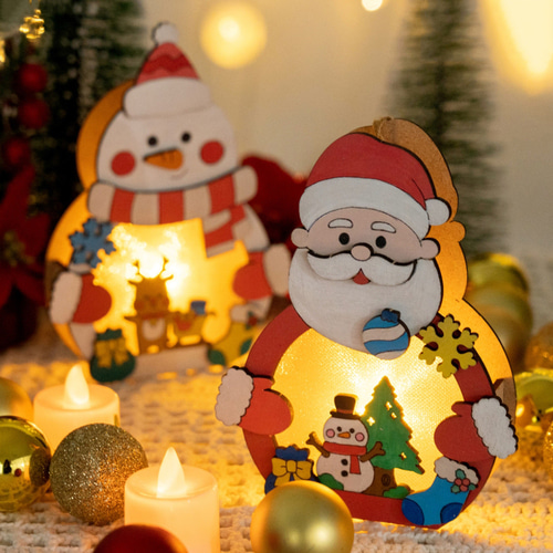노리프렌즈 만들기재료 - 크리스마스 MDF 무드등 만들기 LED조명포함 인테리어 소품