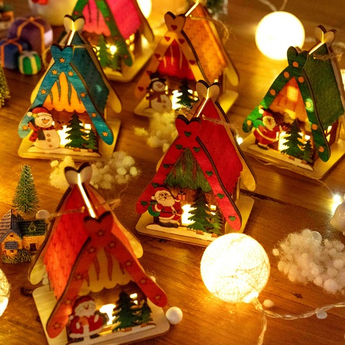 노리프렌즈 만들기재료 - 크리스마스 세모집 무드등 만들기 조명포함