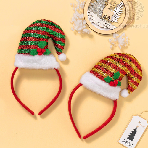 노리프렌즈 만들기재료 - 크리스마스 반짝이 모자머리띠 파티용품 머리장식