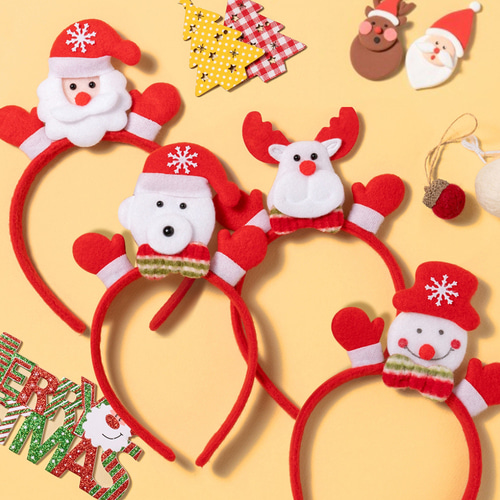 노리프렌즈 만들기재료 - 크리스마스 LED머리띠 산타 파티용품 머리장식