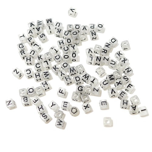노리프렌즈 만들기재료 - 사각야광 검정알파벳 20개 5mm 비즈공예 구슬 재료