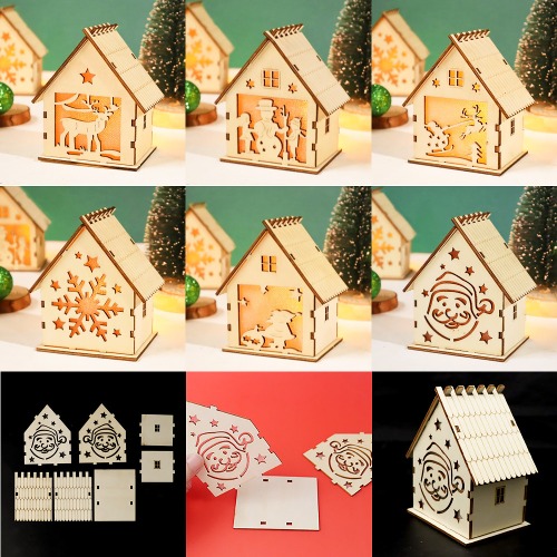 노리프렌즈 만들기재료 - 나무사각집 크리스마스 소품 만들기 공예 재료
