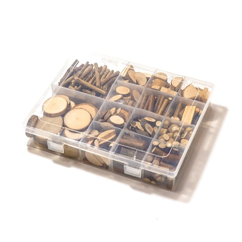 노리프렌즈 만들기재료 - 천연나무조각 종합 약14종 투명케이스 자연물 미술놀이