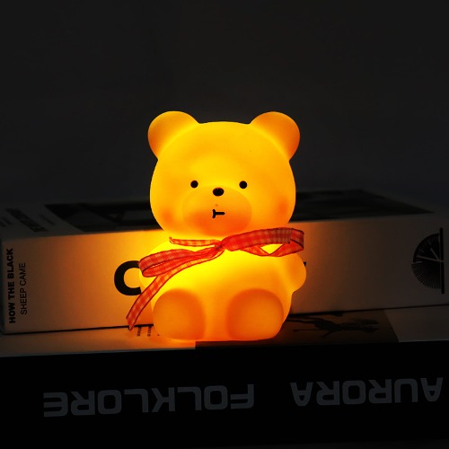 노리프렌즈 만들기재료 - LED탁상램프 동물 무드등 곰돌이테드 리본포함