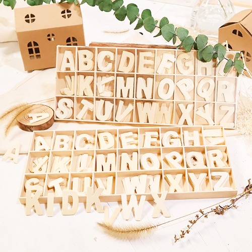 노리프렌즈 만들기재료 - 원목조각세트 알파벳대문자 135P 나무공예 미술재료
