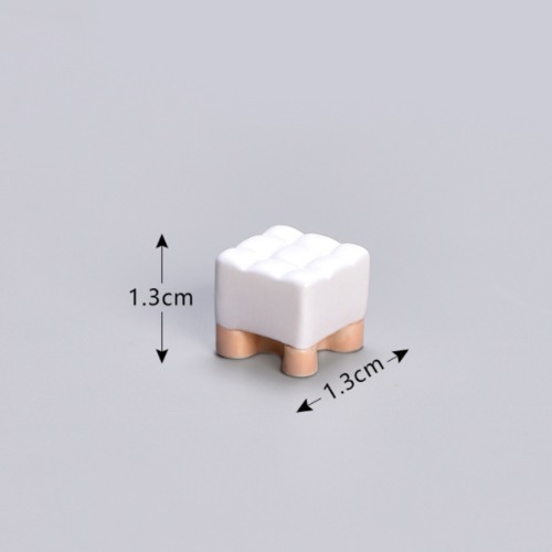 노리프렌즈 만들기재료 - 1113 미니어처 투톤사각의자 나무색흰색 데코장식 소품재료