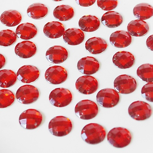 노리프렌즈 만들기재료 - 단면비즈 사파이어원형 빨강 약2000개