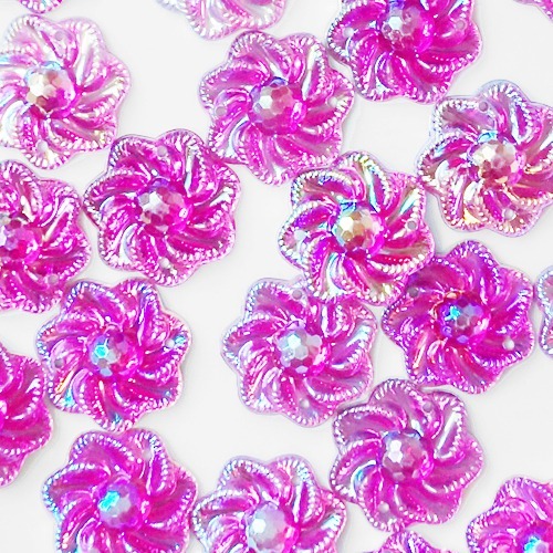 노리프렌즈 만들기재료 - 단면비즈 회오리레인보우 진분홍 약500개
