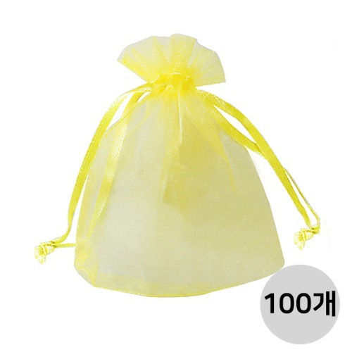 노리프렌즈 만들기재료 - [벌크포장]망사주머니[노랑]100개 1봉